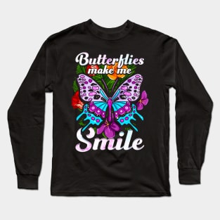 Butterflies Make Me Smile Cute Butterfly Long Sleeve T-Shirt